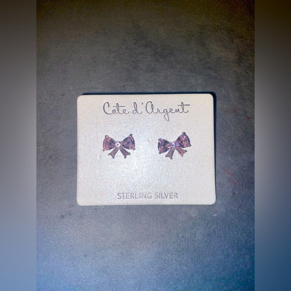 BNWT Cote d'Argent Pink Bow Earrings